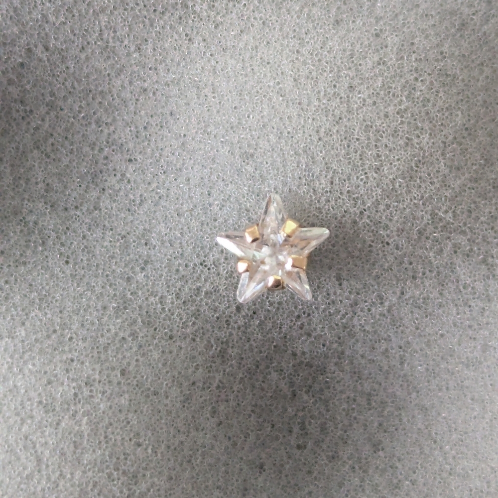 Clear CZ Gem Gold Tone Star Earring (Single)
